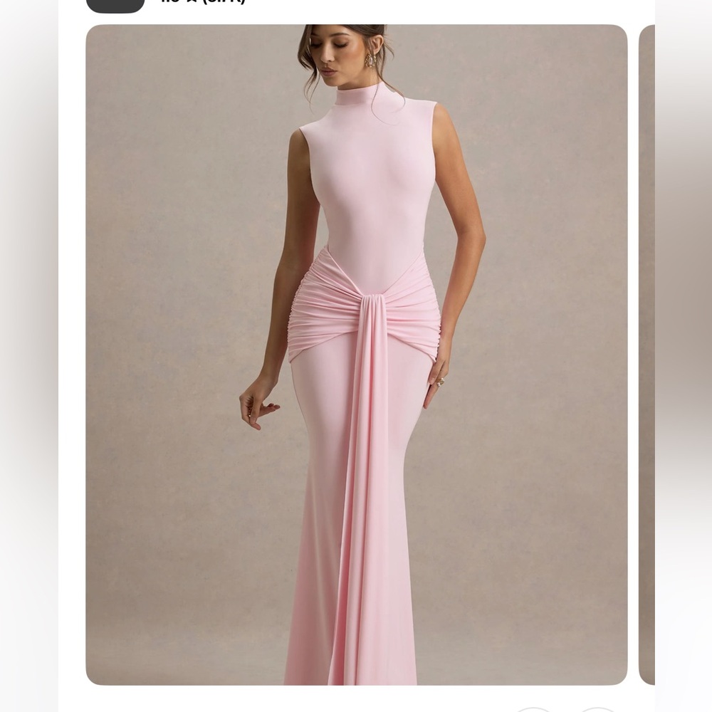 Club L London Blush Sleeveless Draped Maxi Dress